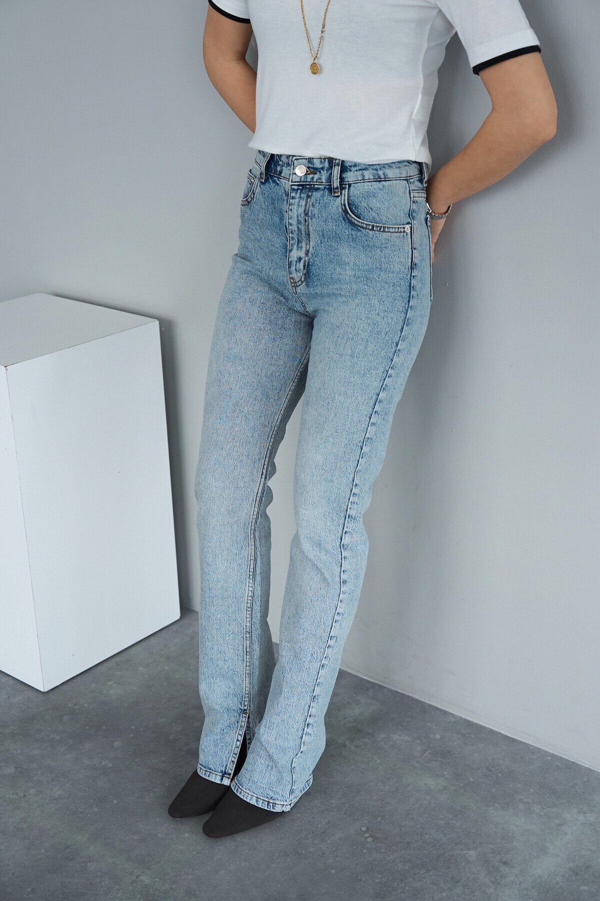Ice Blue Straight Leg Jeans